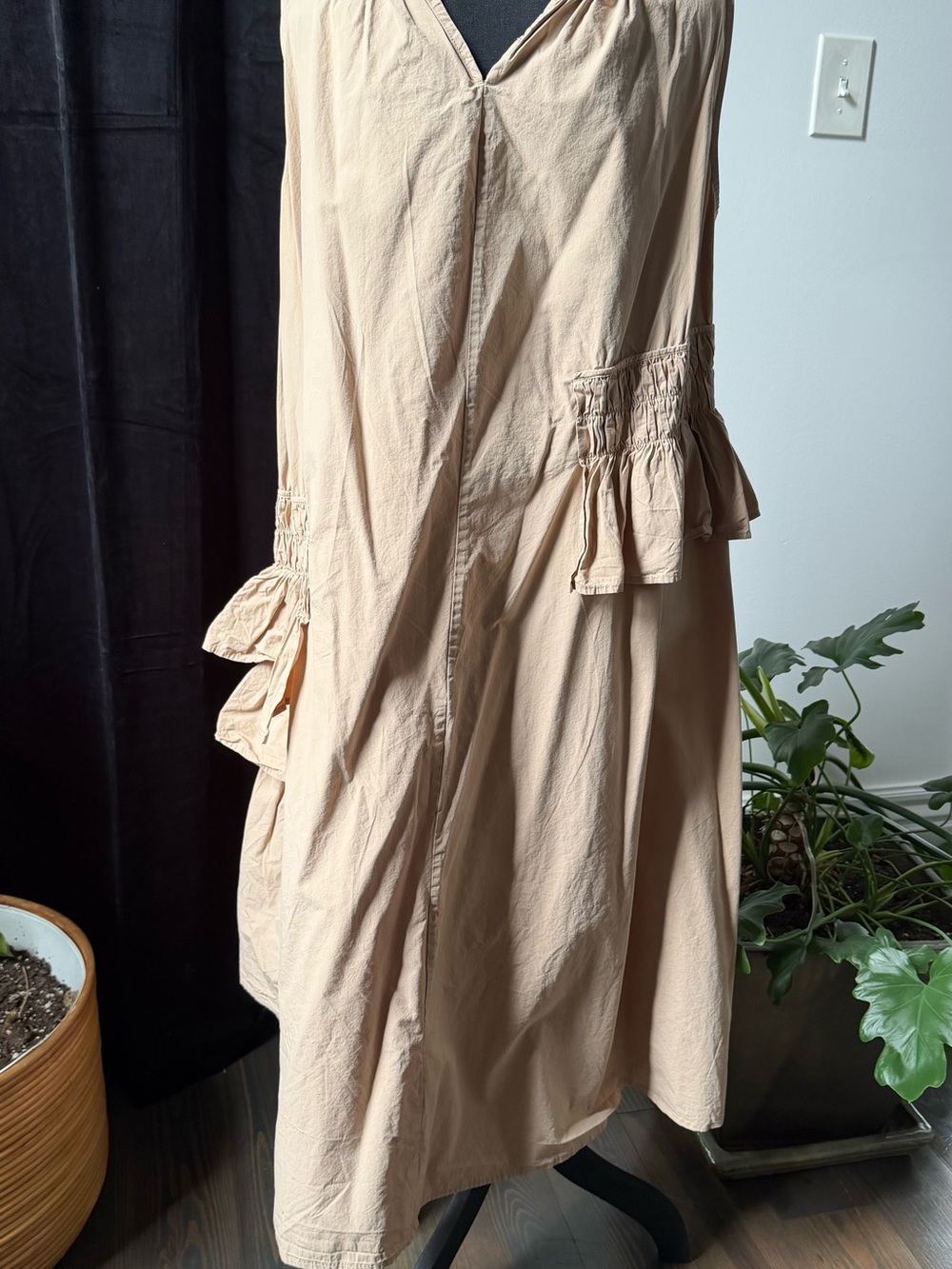 Beige Ruffle Tiered A-Line Women's Skirt - Picture 5 of 5